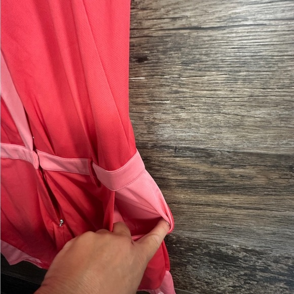 Galvin Green Coral Pink Sleeveless Golf Polo Romper with Waist Detail - Picture 11 of 13